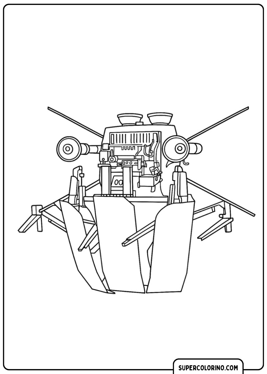 Coloriage d'un hélicoptère à haut-parleurs de Skibidi Toilet, une machine volante complexe équipée de haut-parleurs, de rotors et d'un corps mécanique.