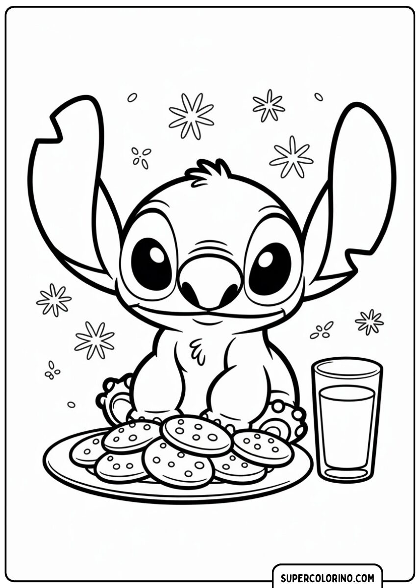Stitch mange des biscuits de Noël