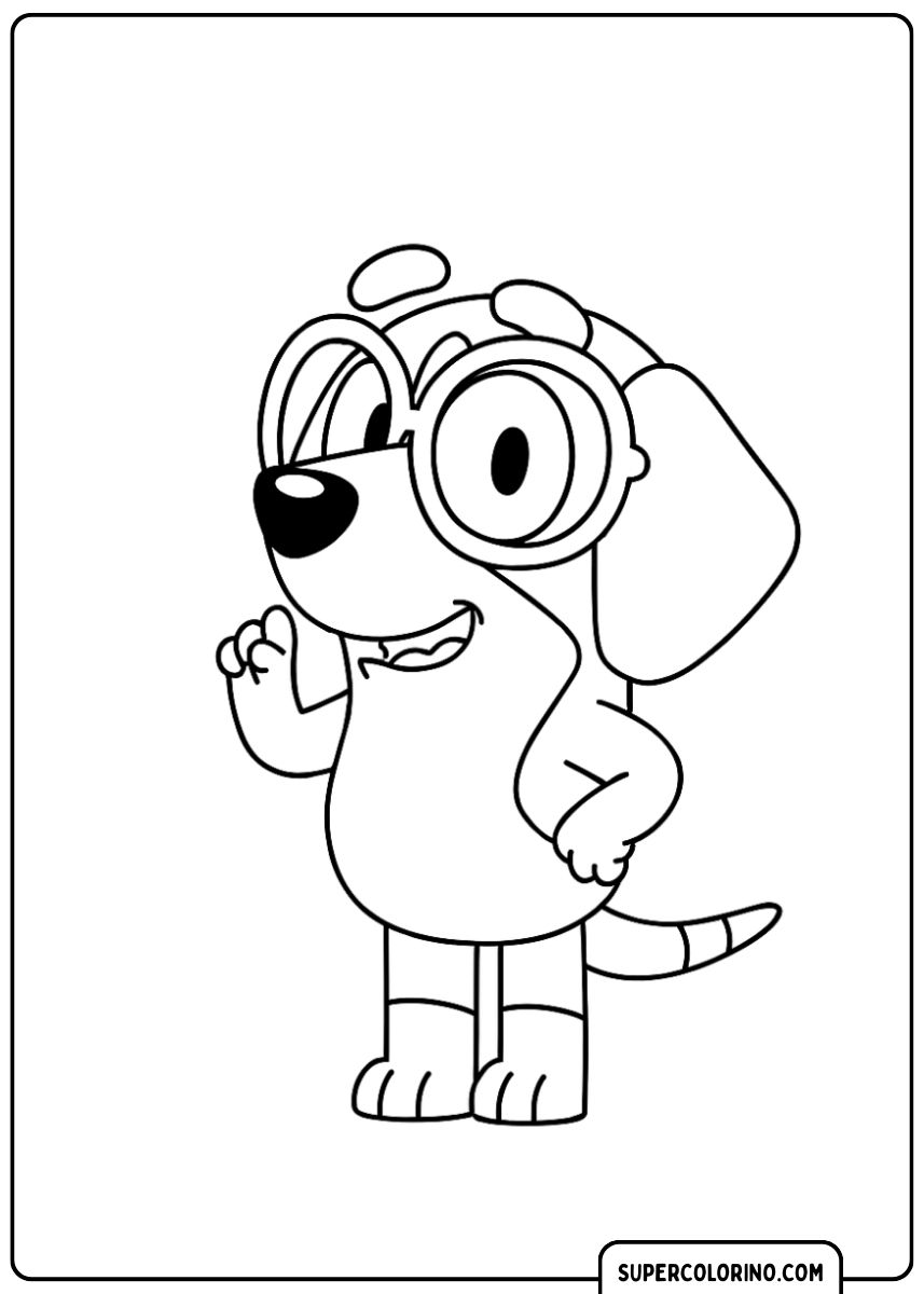 Bluey saluta con un sorriso allegro