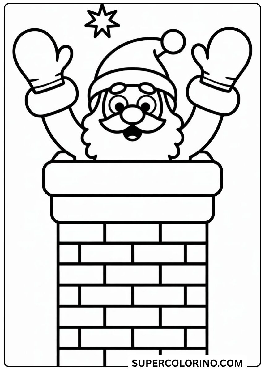 Färben Sie den Weihnachtsmann im Kamin