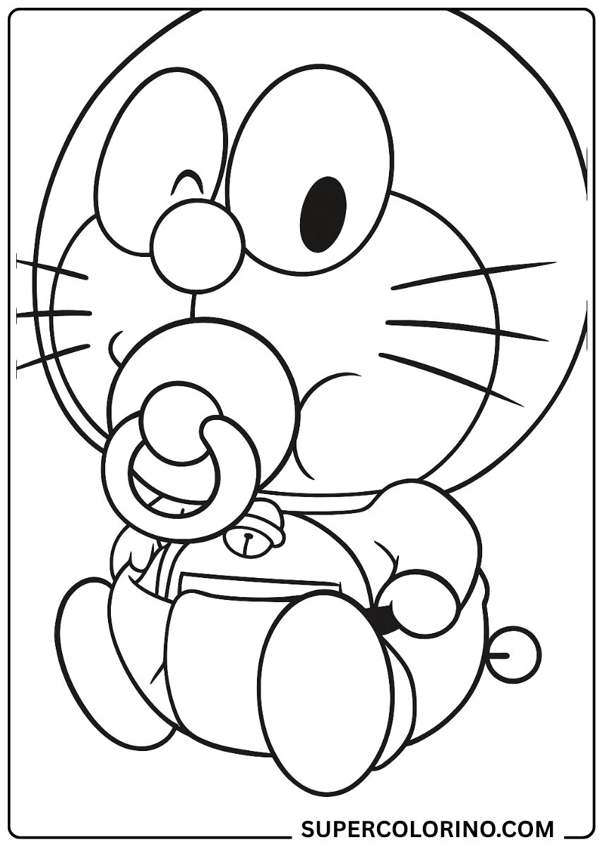 Couleur Doraemon bébé avec tétine