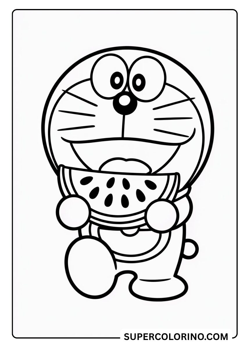 Färben Sie Doraemon mit Wassermelone