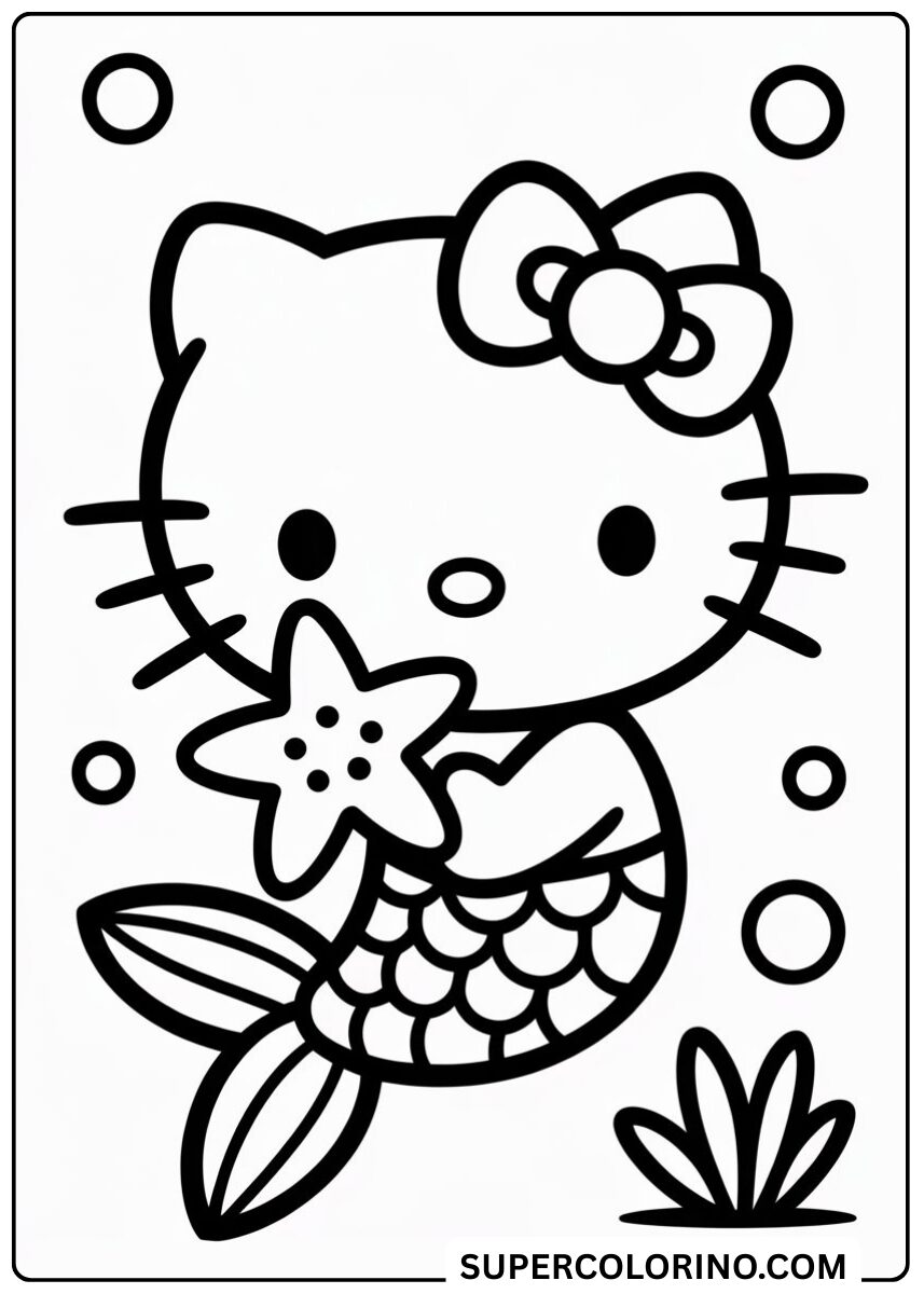 Kleur Hello Kitty zeemeermin