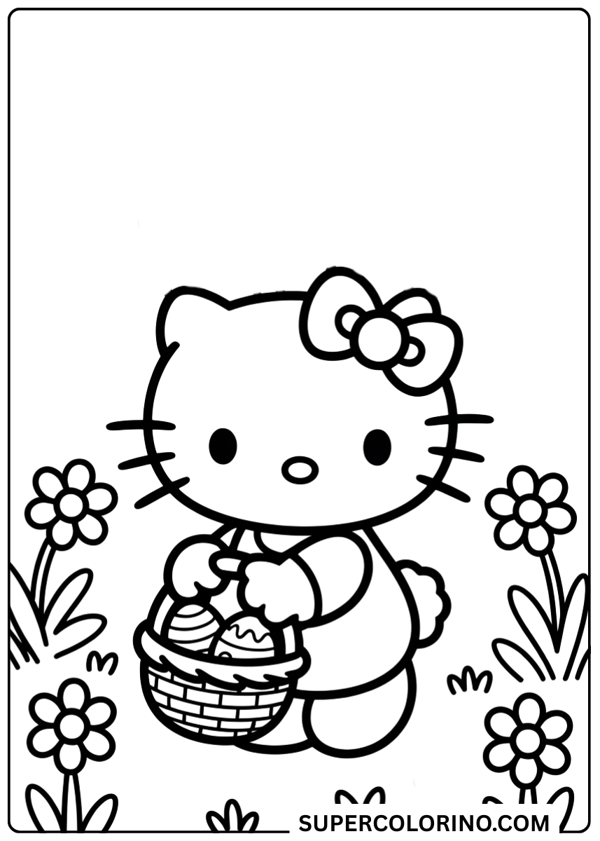 Färben Sie Hello Kitty mit dem Osterkörbchen
