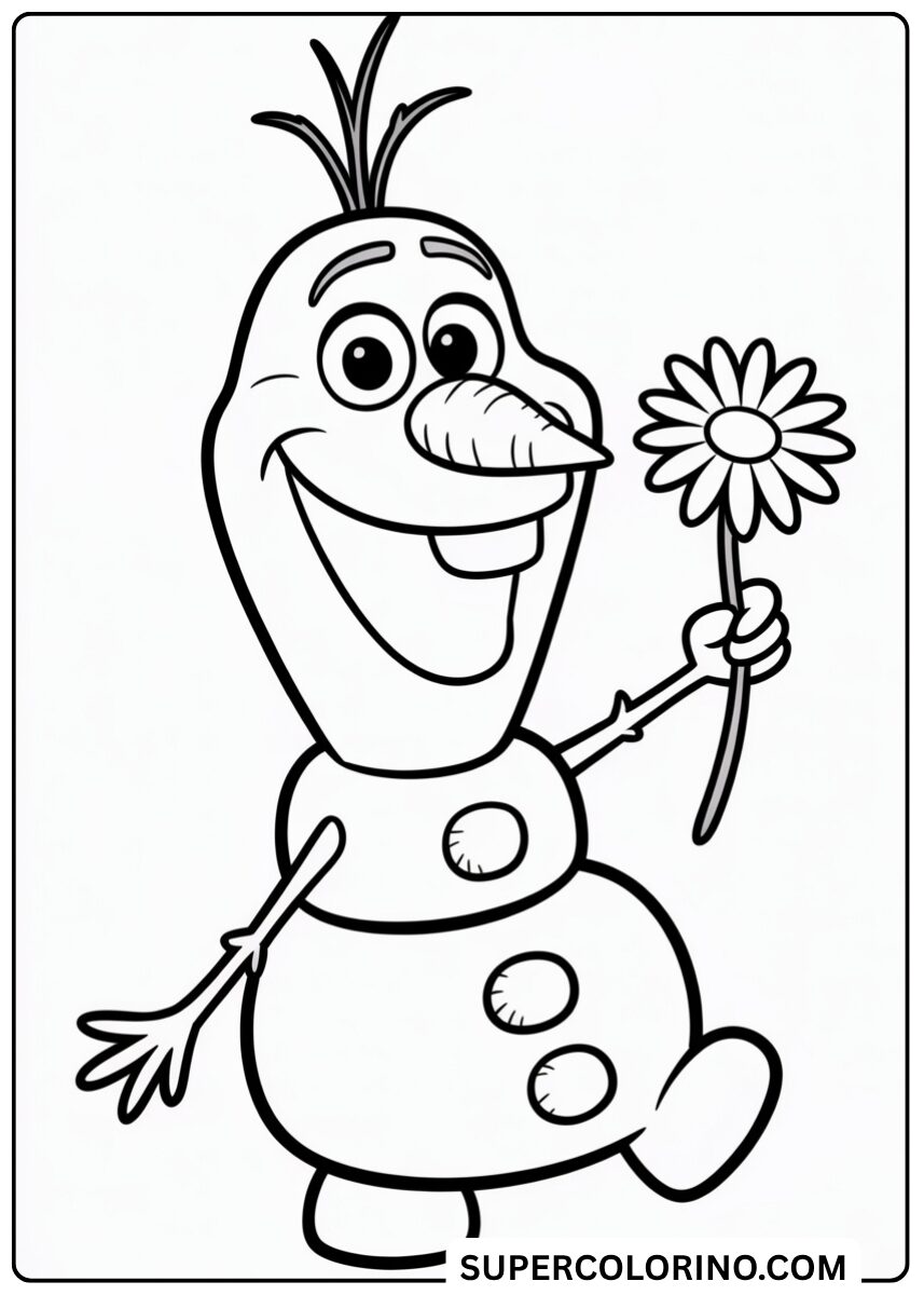 Colora Olaf con la margherita