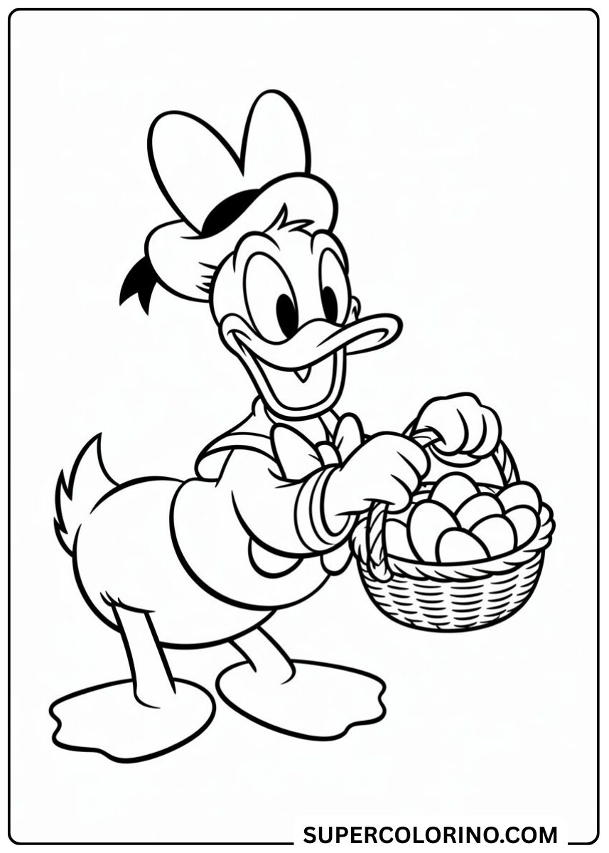 Färben Sie Donald Duck und den Eierkorb