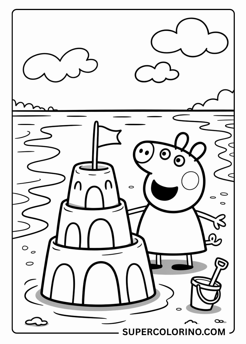 Buntes Peppa Wutz am Meer