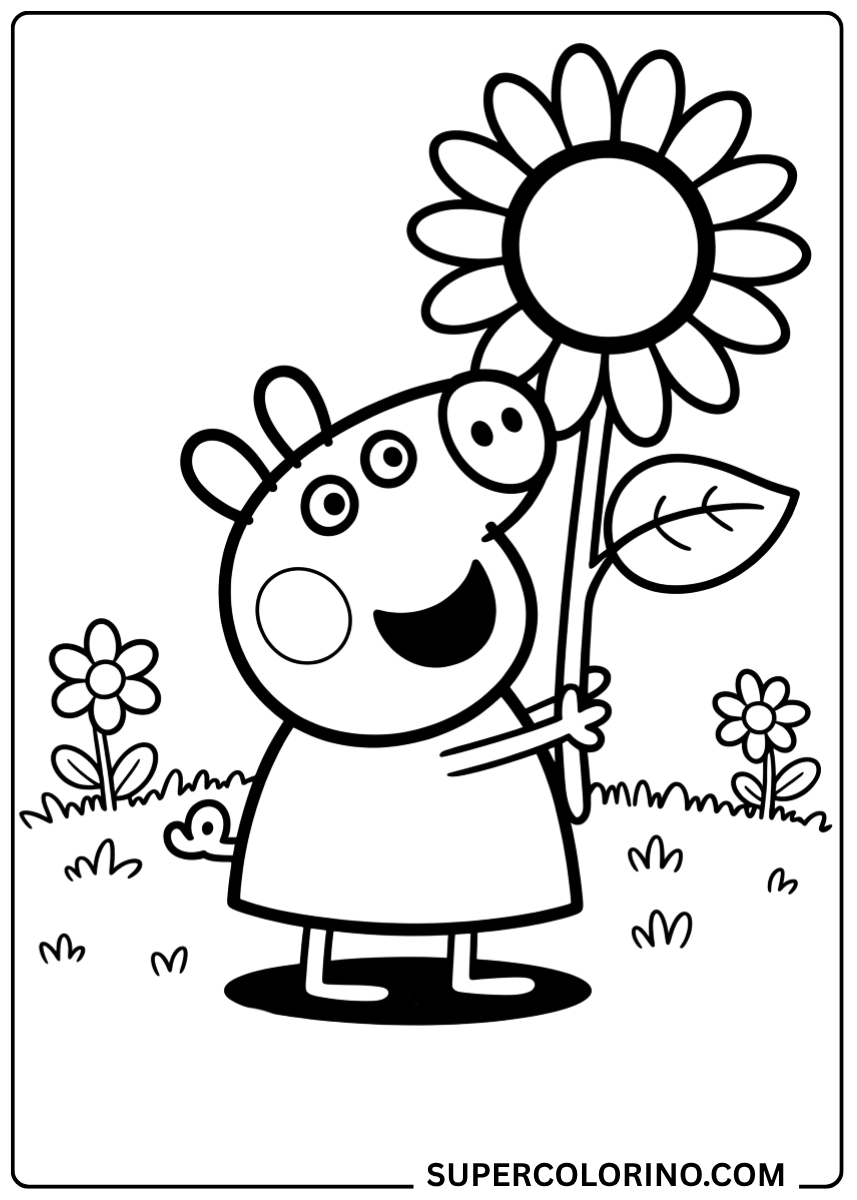 Colora Peppa Pig e il grande fiore