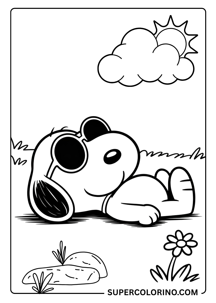 Farbe Snoopy entspannt auf der Wiese