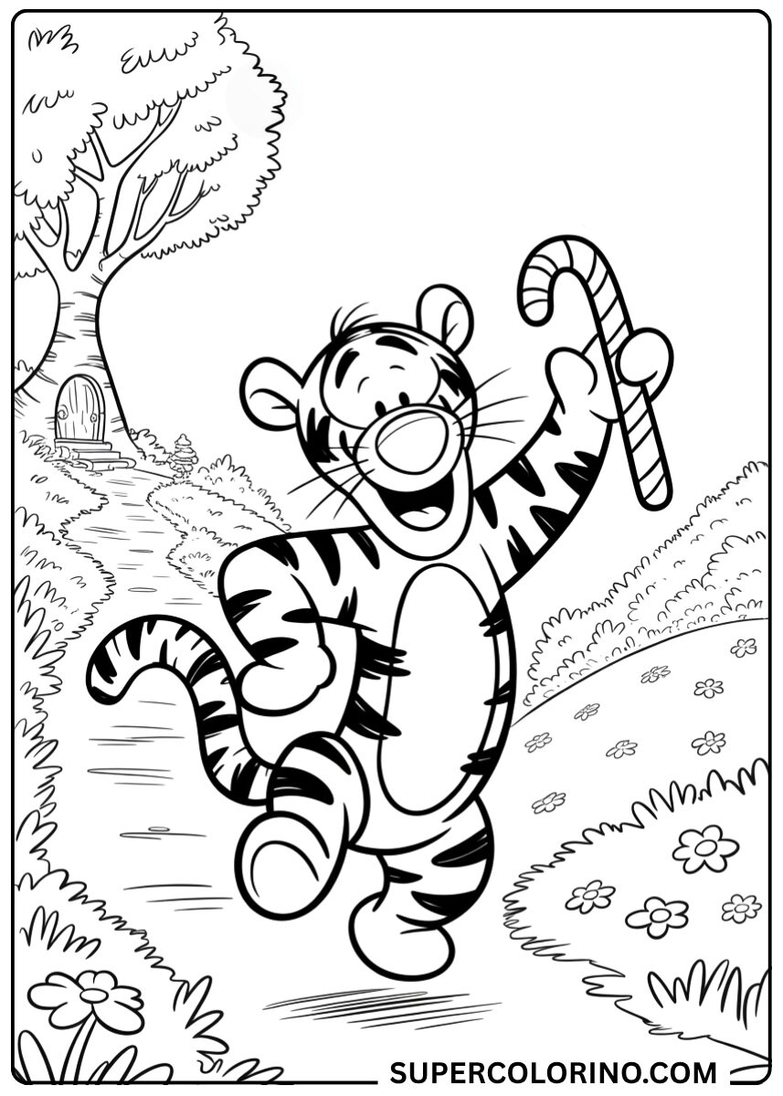 Färbe Tigger mit der Zuckerstange