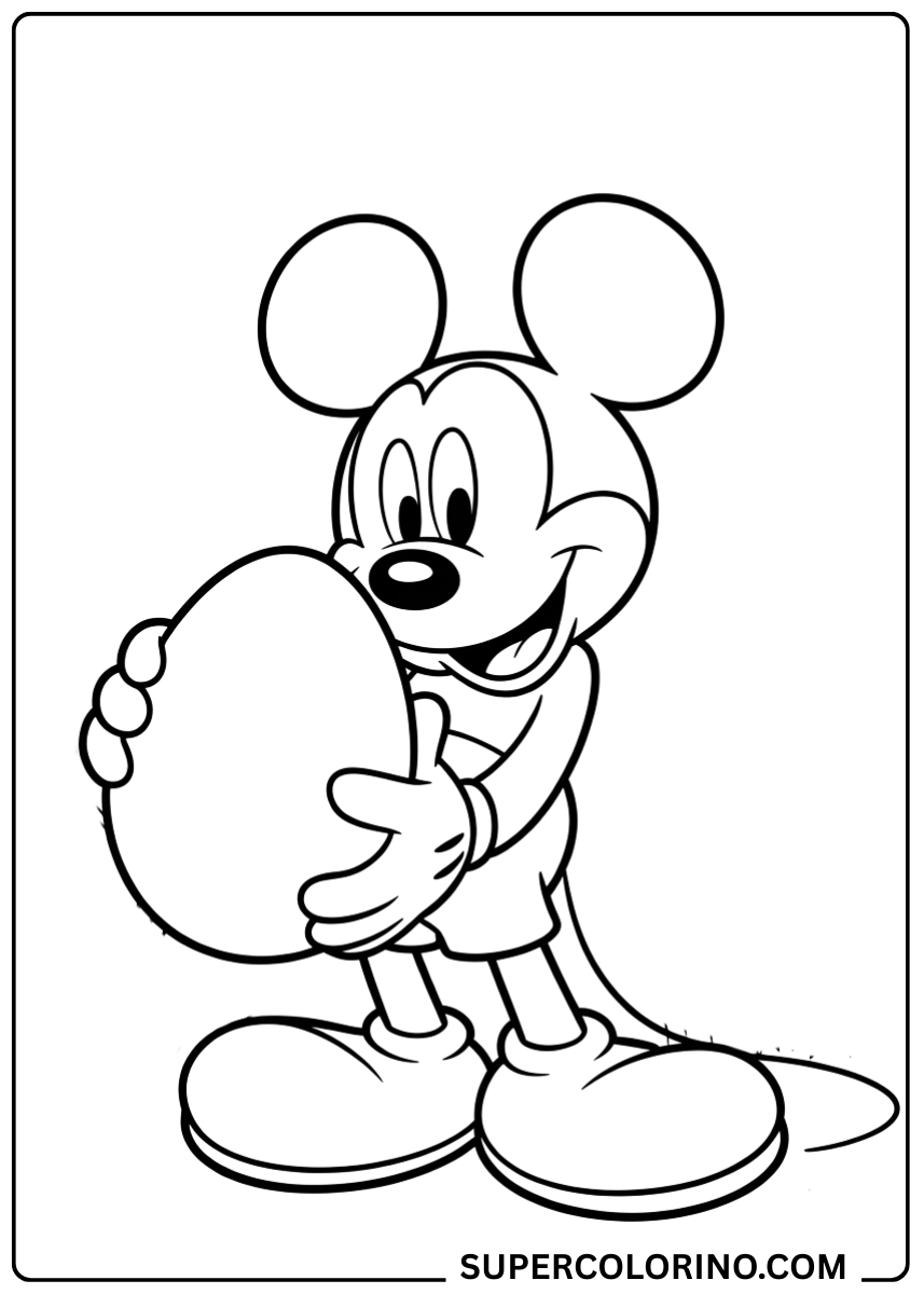 Färbe Mickey Mouse mit dem großen Ei