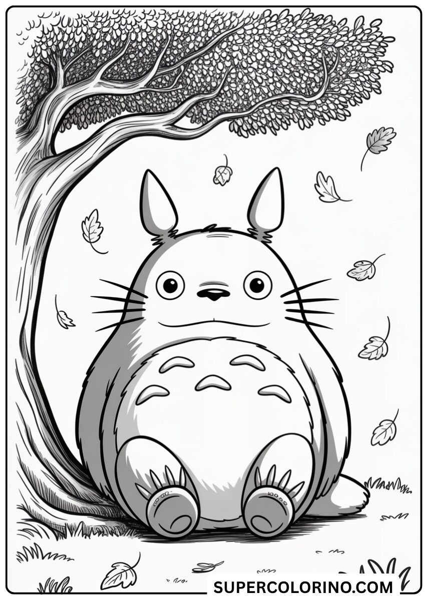 Male Totoro unter dem Herbstbaum aus