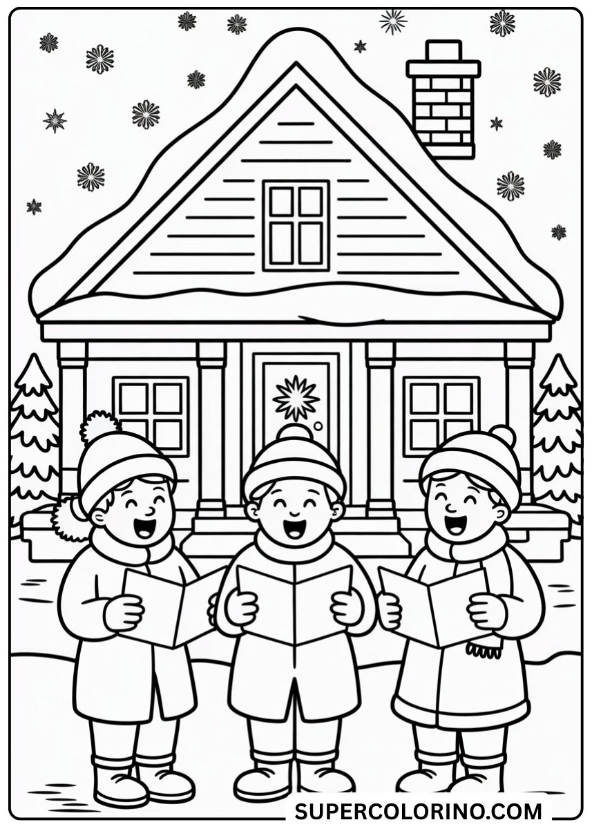 Farbige Weihnachtschöre vor dem Haus