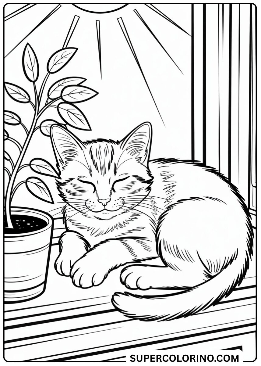 Chat de couleur dormant au soleil