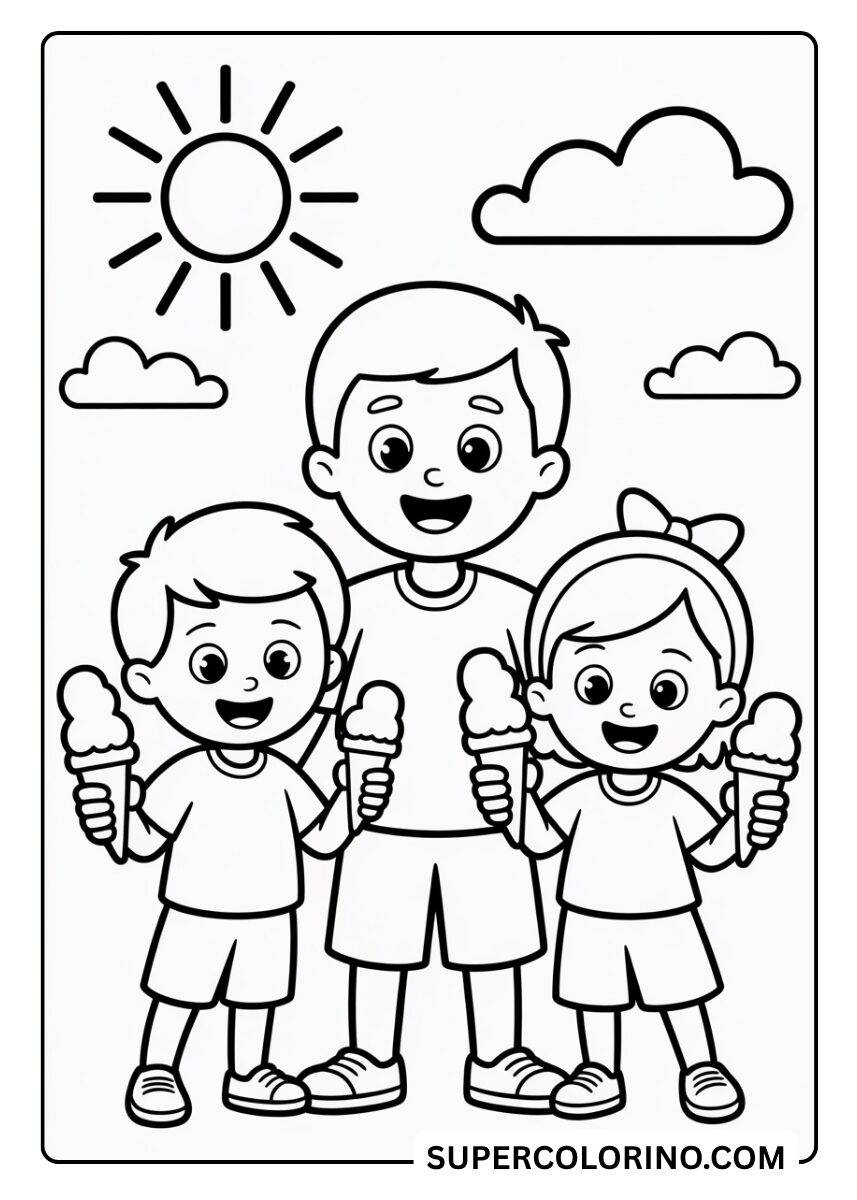 Male die drei Kinder unter der Sonne aus
