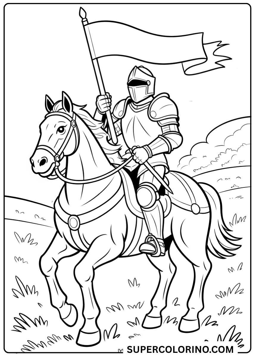 Colorie le cavalier sur le cheval