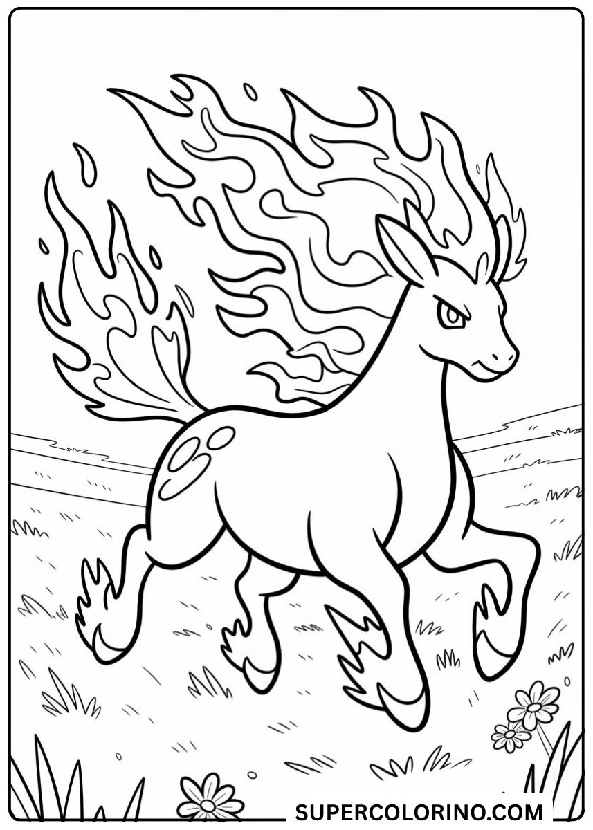 Colorie le cheval à la crinière de feu