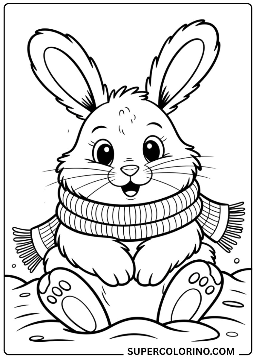 Colorie le lapin avec l'écharpe