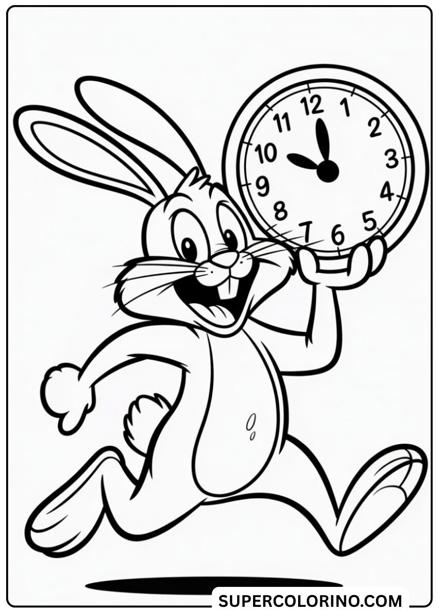 Colorie le lapin avec l'horloge