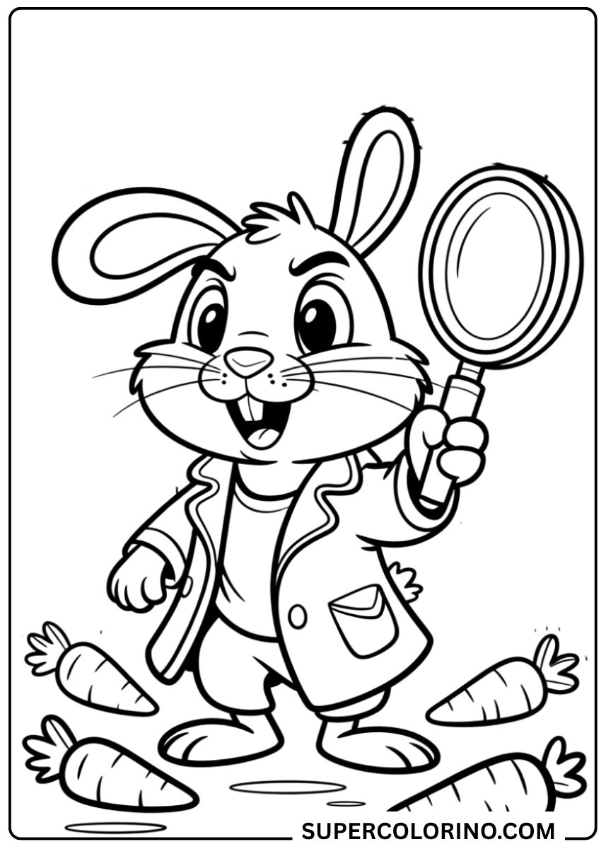 Colorie le lapin détective
