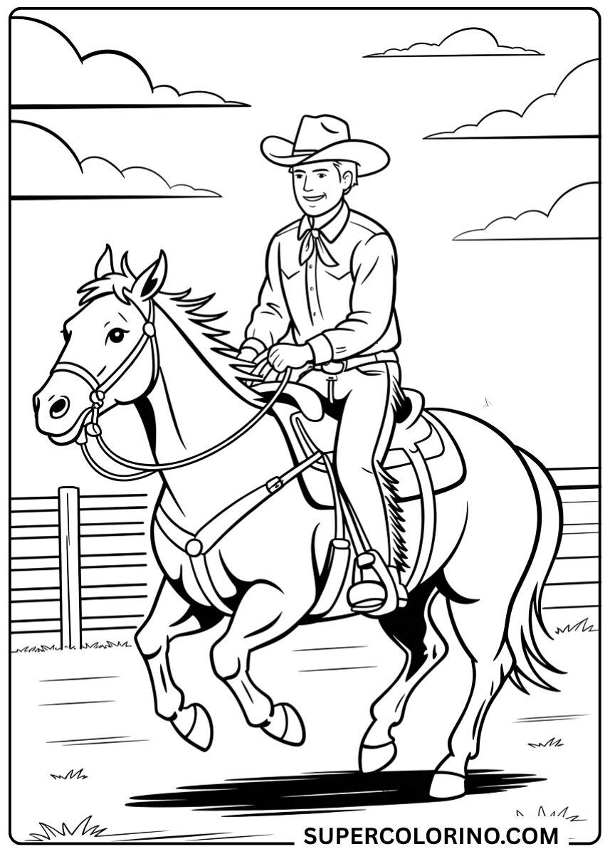 Colorie le cowboy à cheval
