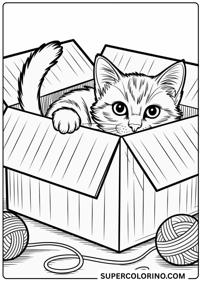 Colorie le chat dans la boîte