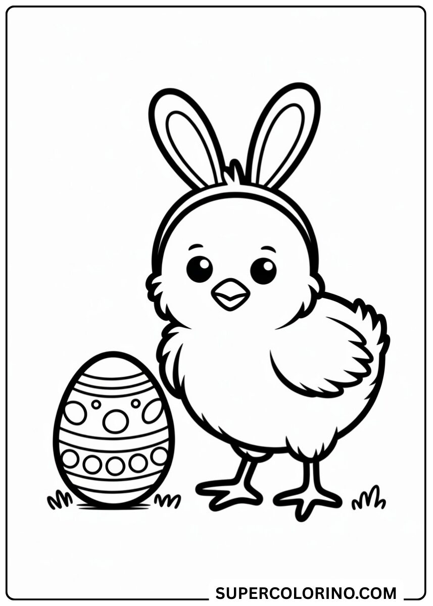 Färben Sie das Küken mit Hasenohren