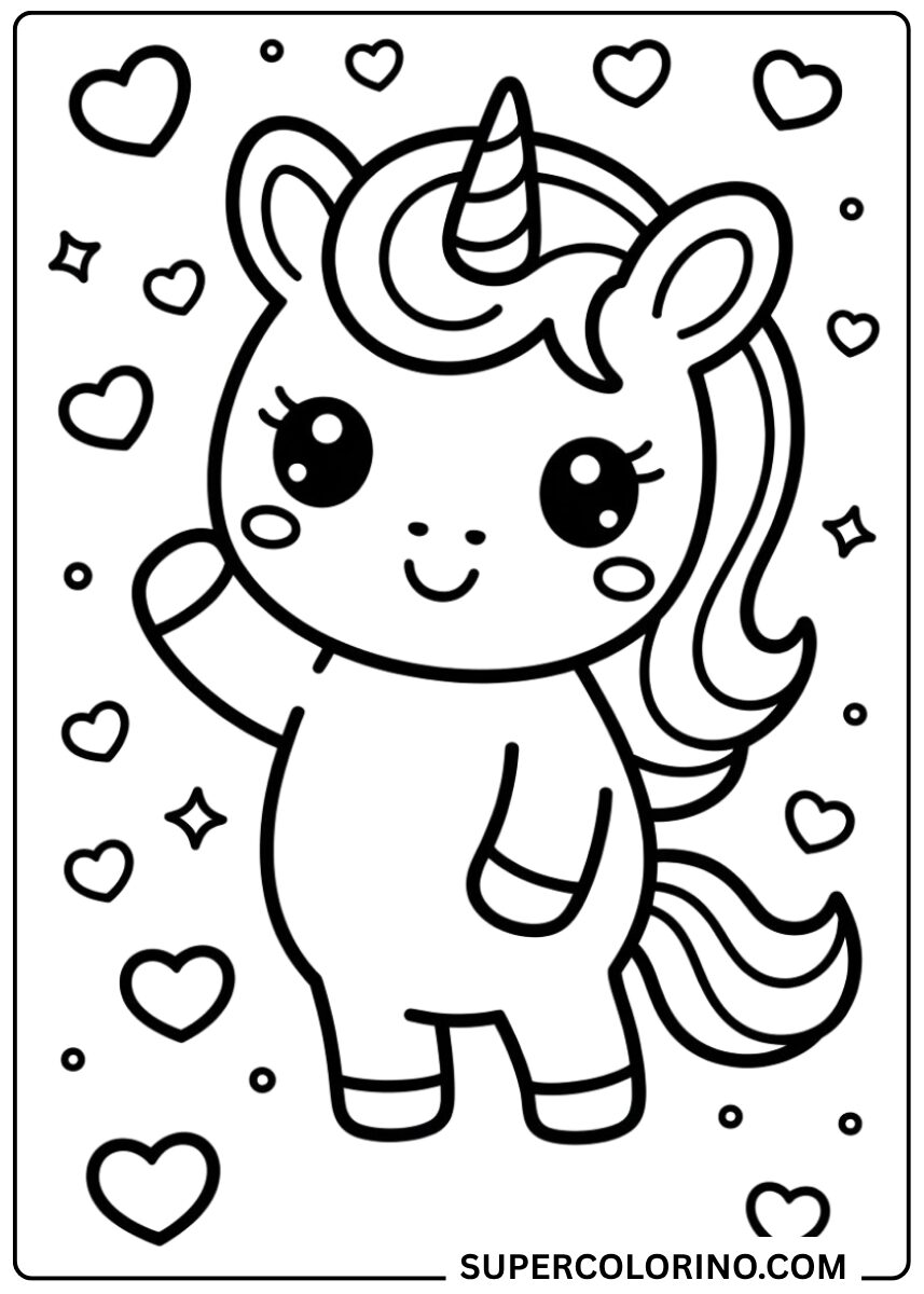 Colorie la licorne kawaii