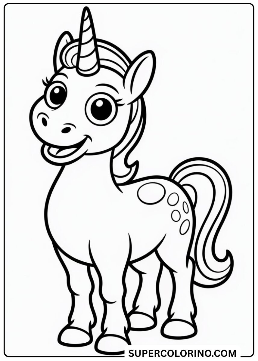 Colorie la licorne souriante