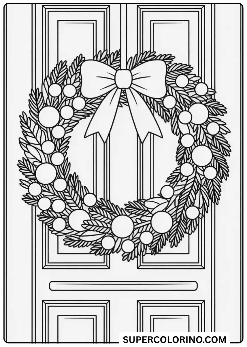 Malen Sie einen Weihnachtskranz an der Tür