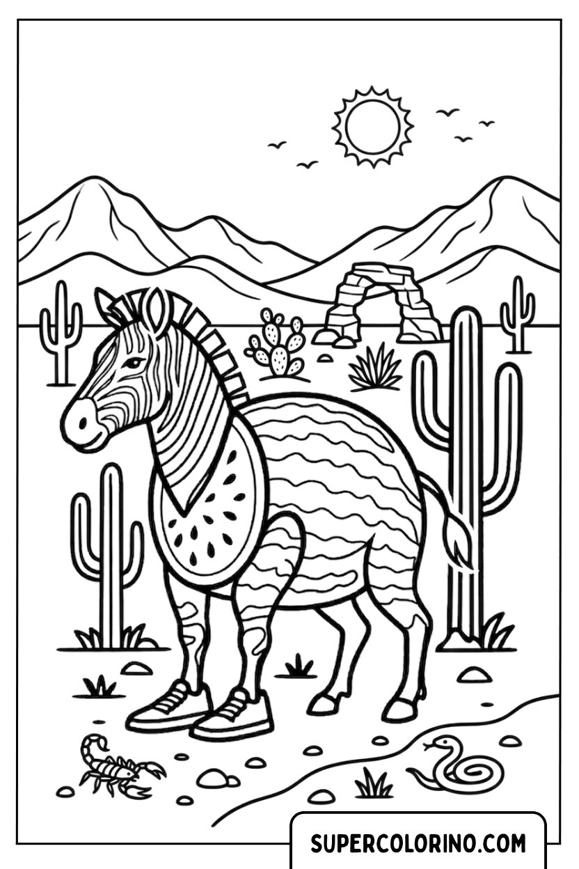 Disegni di Zibra Zubra Zibralini nel deserto da colorare