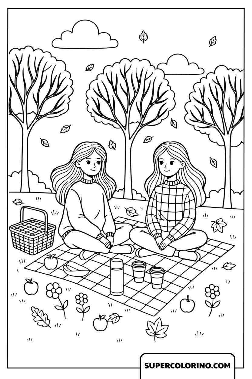 Warme Herbstpicknickzeichnungen