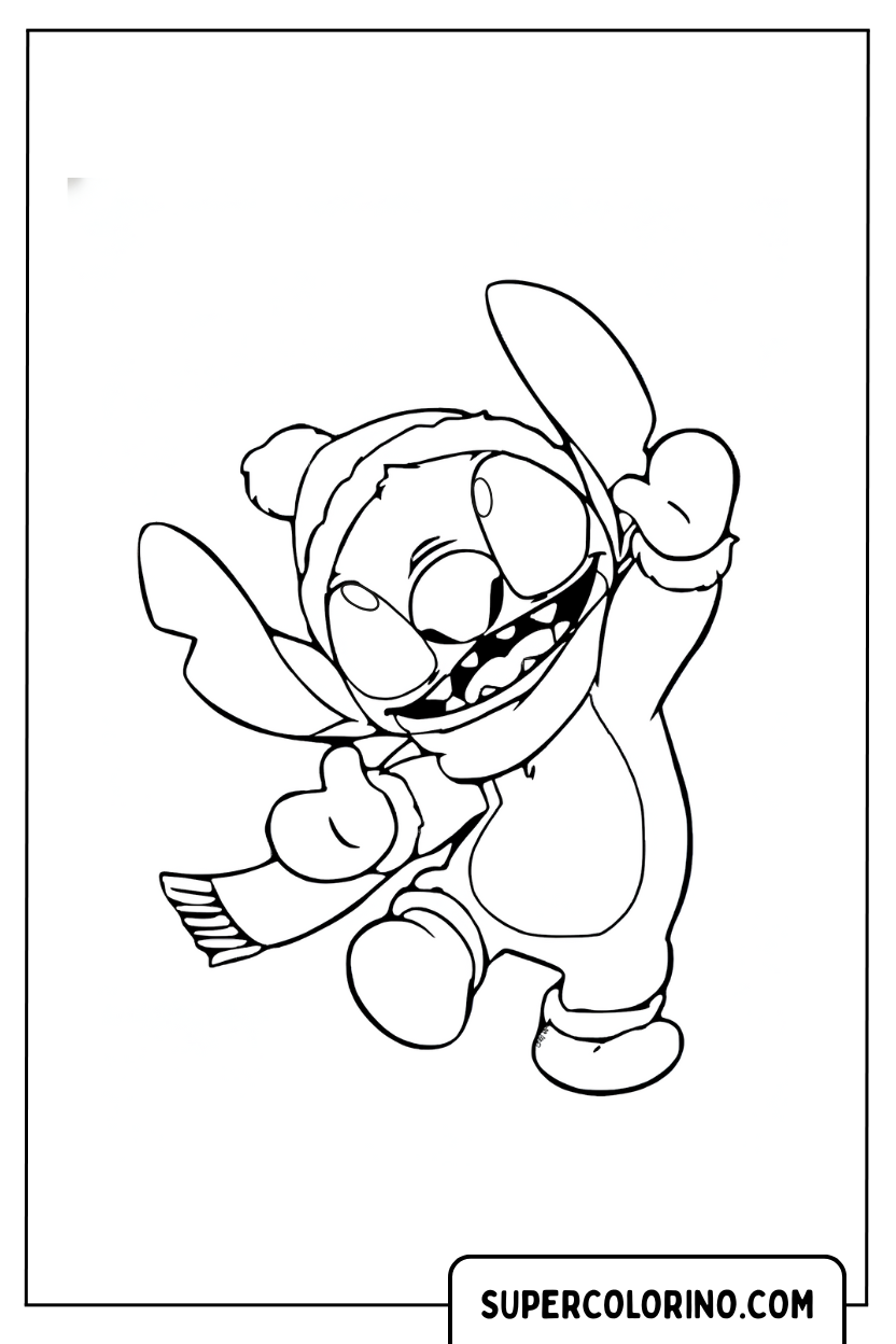 Coloriage Stitch sautant en fête