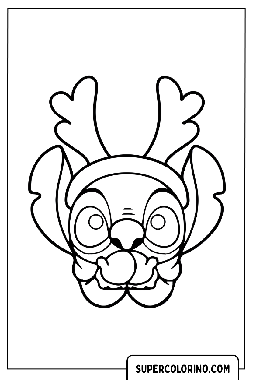 Coloriage Stitch renne de Noël