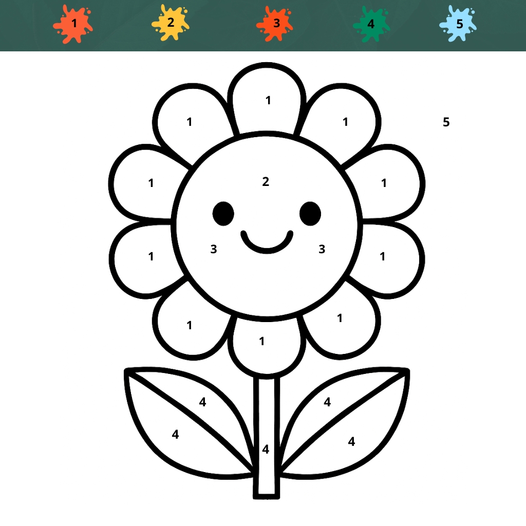Disegno da colorare del girasole sorridente