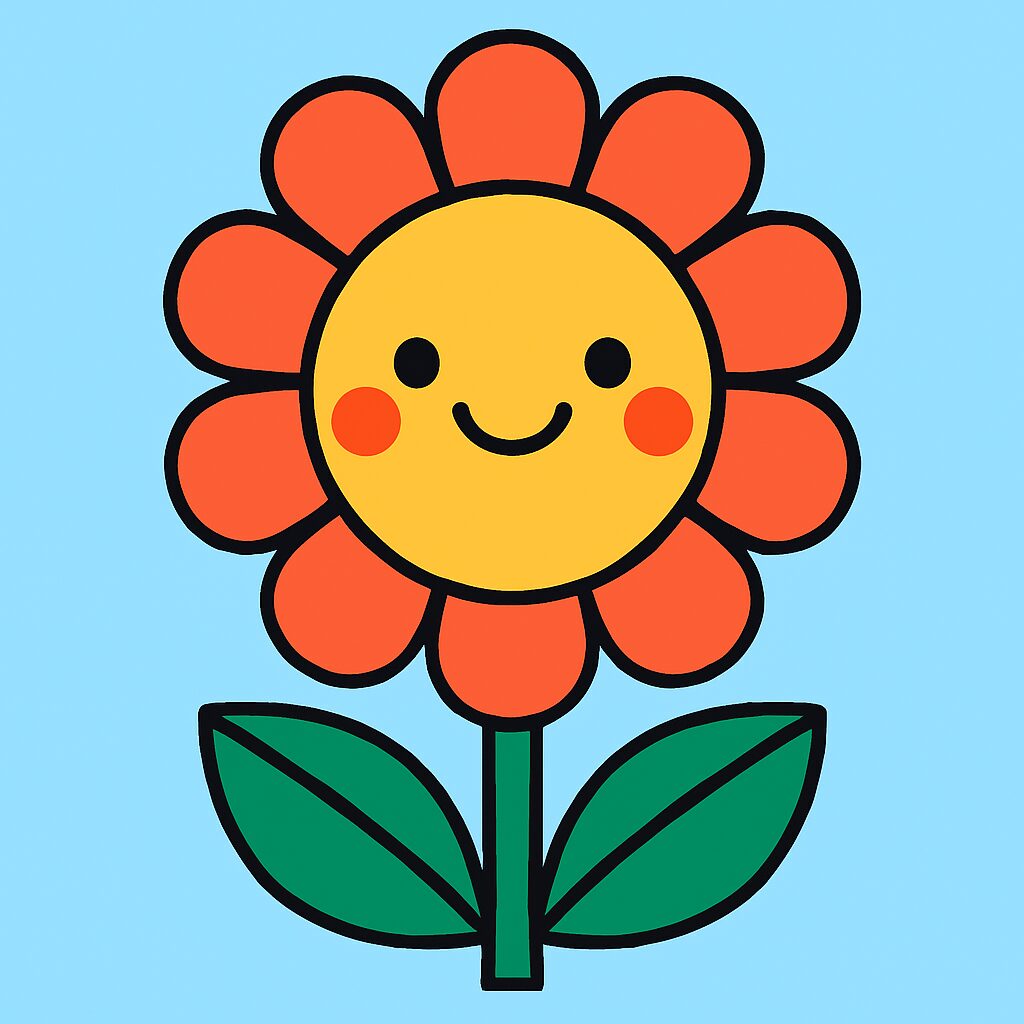 Disegno da colorare del girasole sorridente