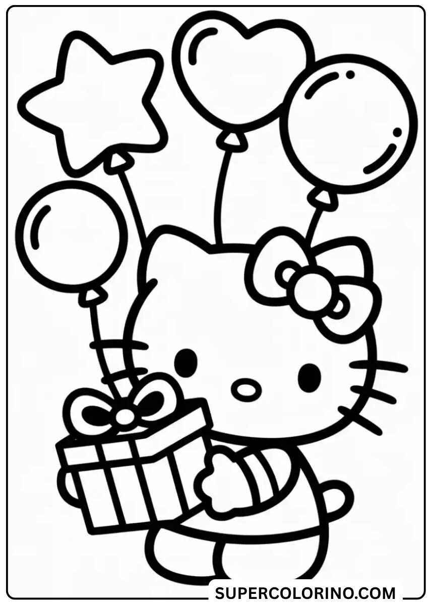 Malvorlage von Hello Kitty auf der Geburtstagsparty