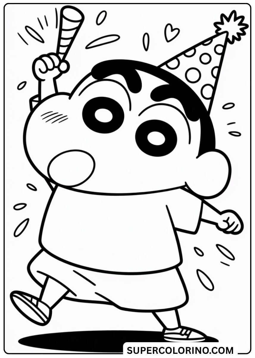 Malvorlage von Shin, der Göre auf der Party