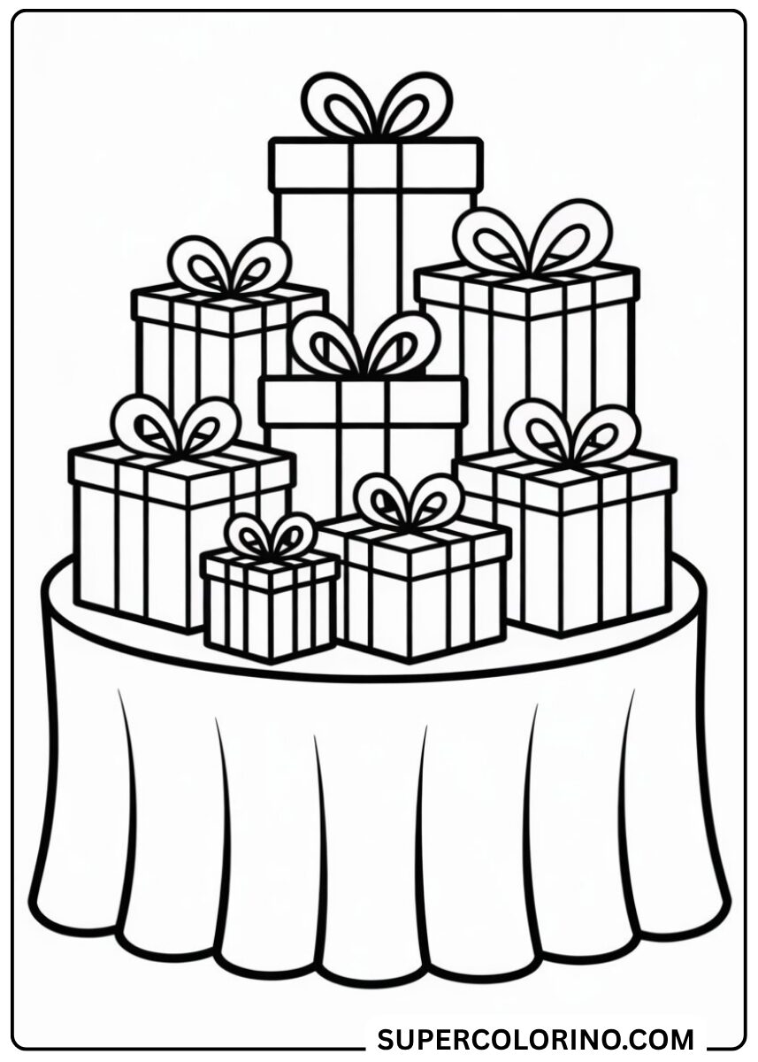 Malvorlage eines Tisches mit einer mehrstöckigen Torte