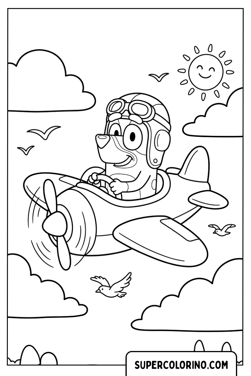 L'avventura aerea di Bluey in un aereo da colorare