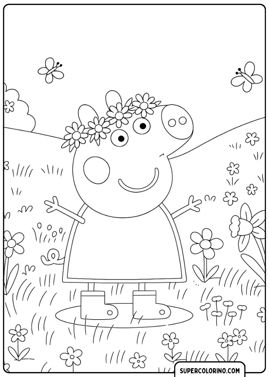 Malvorlage Peppa Wutz – Eleganter und hübscher Peppa.