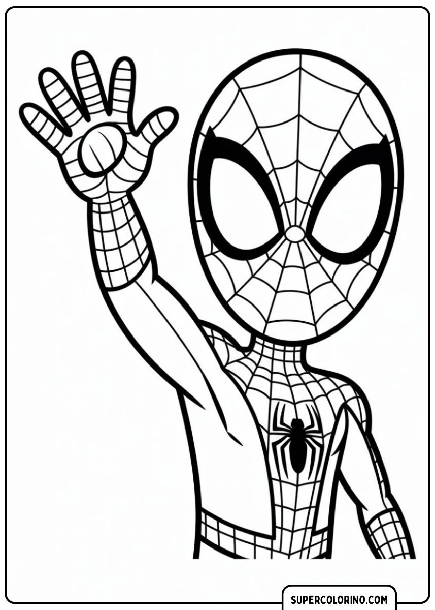 Spider-Man Chibi agitant joyeusement.
