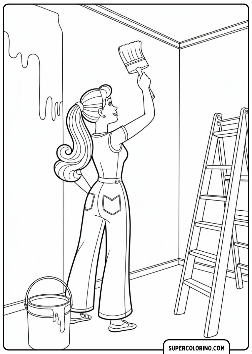 Barbie doet renovaties in huis