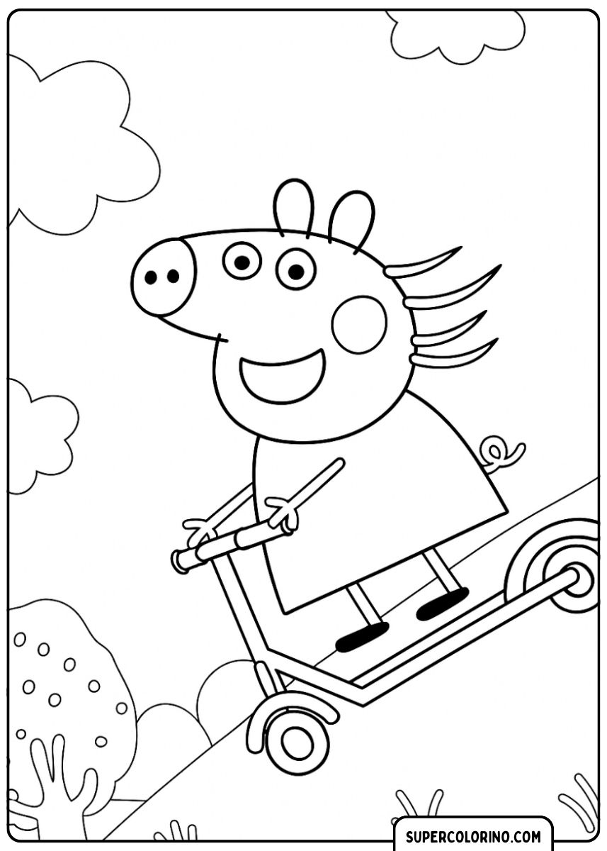 Malvorlage Peppa Wutz – Peppa fährt Auto.