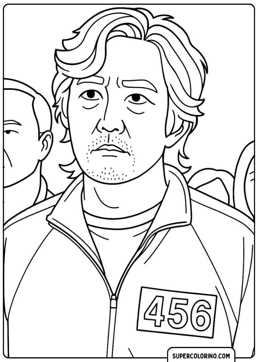 Malvorlage von Seong Gi-hun (Nummer 456) aus Squid Game.