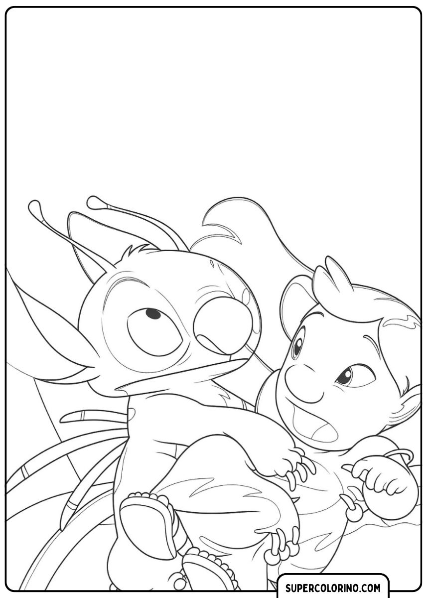 Lilo regarde Stitch avec tendresse.