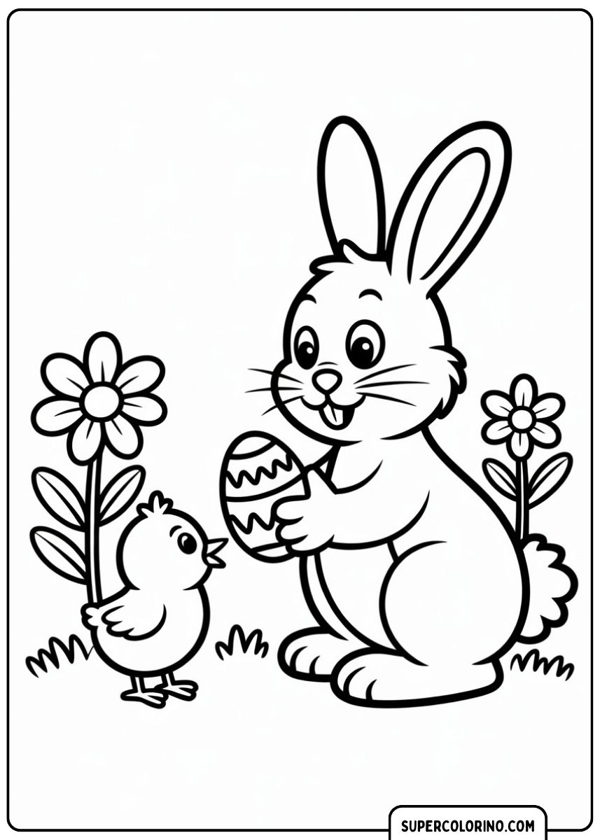 Osterhase gibt ein Ei.
