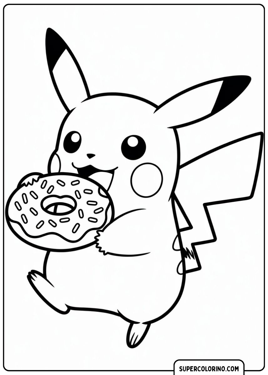 Pikachu isst einen Donut