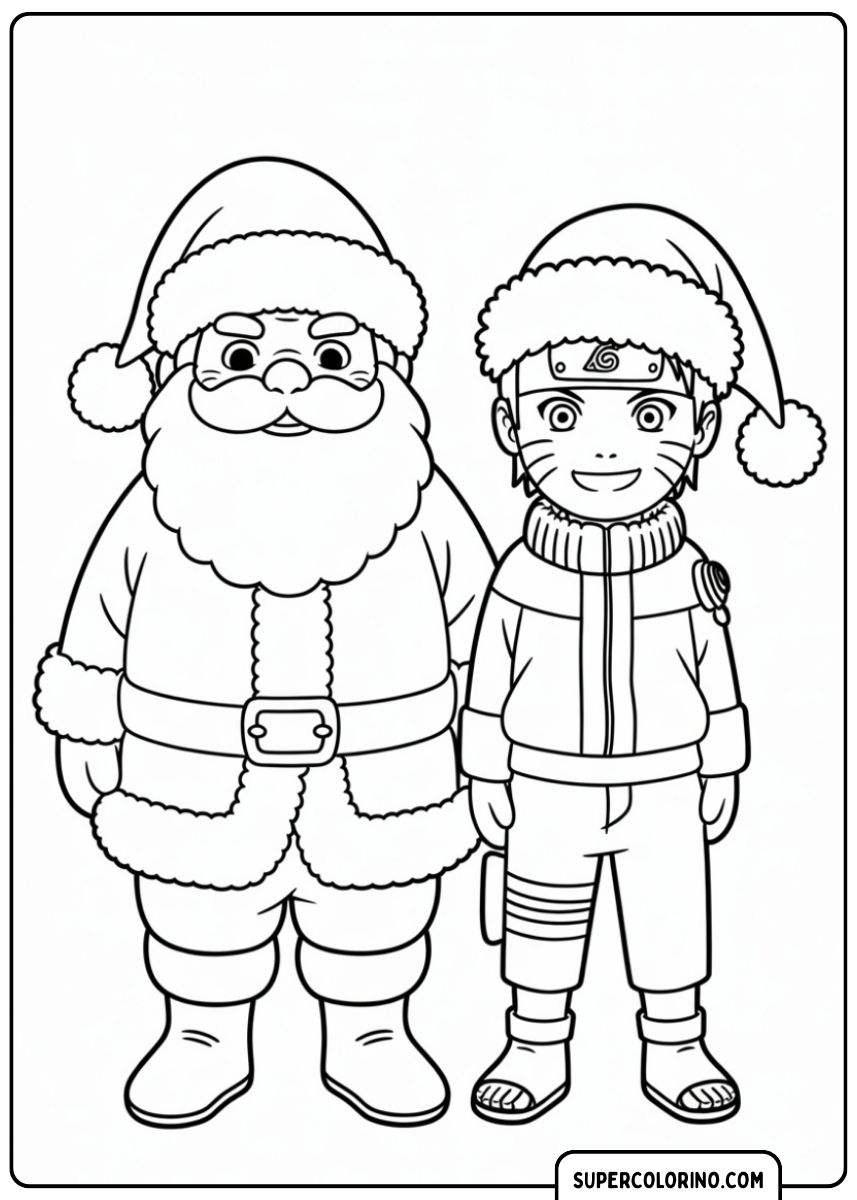 Malvorlage Weihnachtsmann mit Naruto.