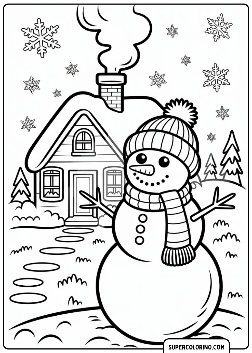 Coloriage de bonhomme de neige.